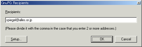 Recipients dialog